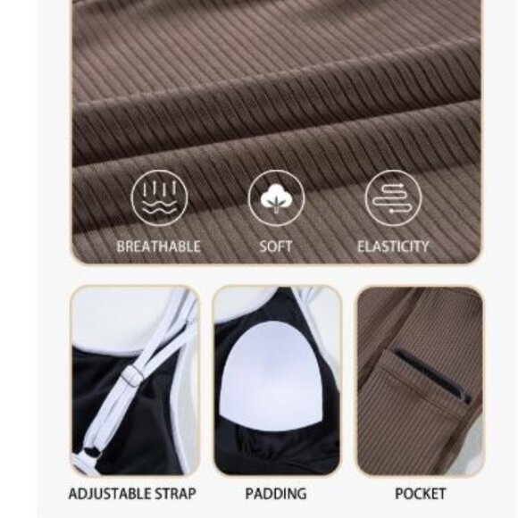 Womens Size 3X Plus Size Two Piece Tankini Swimsuit Resortwear Brown - Picture 5 of 13